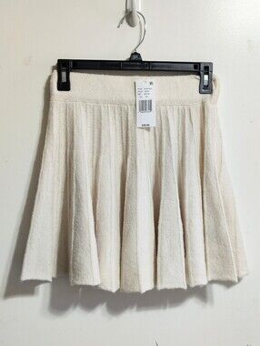 Cream Knit Flared Mini Skirt - Women